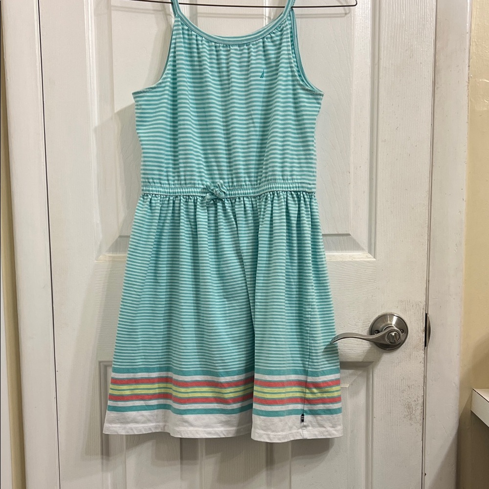 Nautica Aqua and Pink Striped Kids Dress